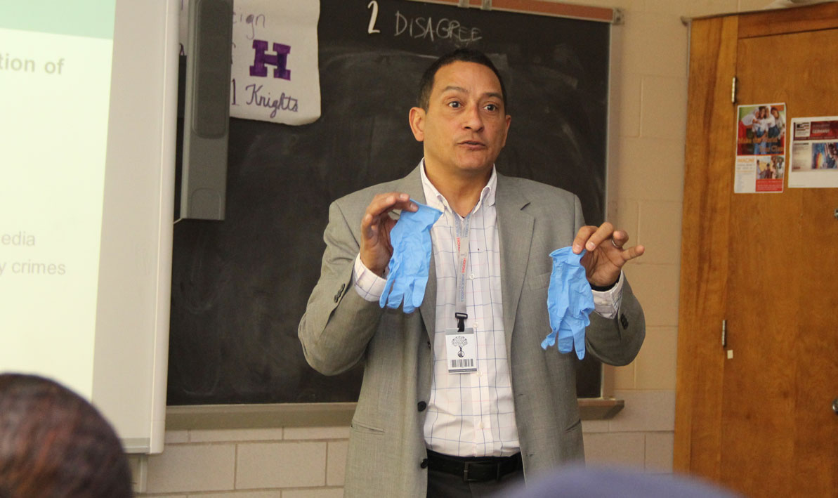 Alex Sanchez is one of four HCC professors teaching Early College classes this spring to sophomores at Holyoke High School.