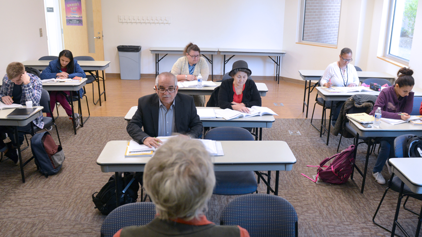 A Kittredge Center classroom full of adult students