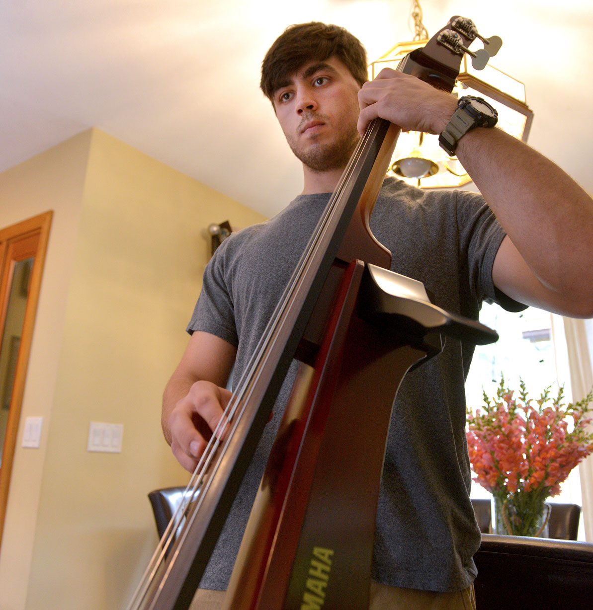 David Dubchak plays upright bass in the family band.  