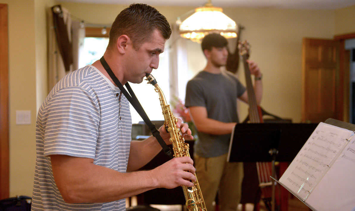 Roman Dubchak '17 plays saxophone in the family band. 
