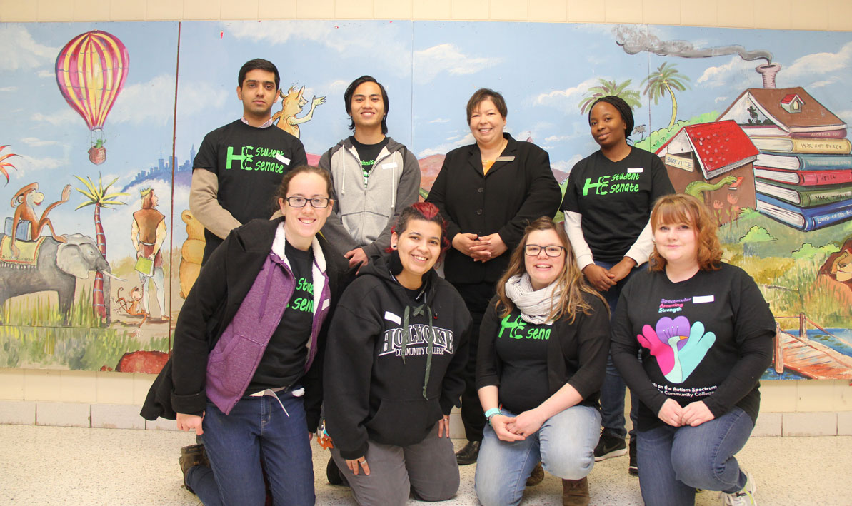 HCC president Christina Royal and students volunteered during Spring Break week for a community service day at Kelly Elementary School in Holyoke. 
