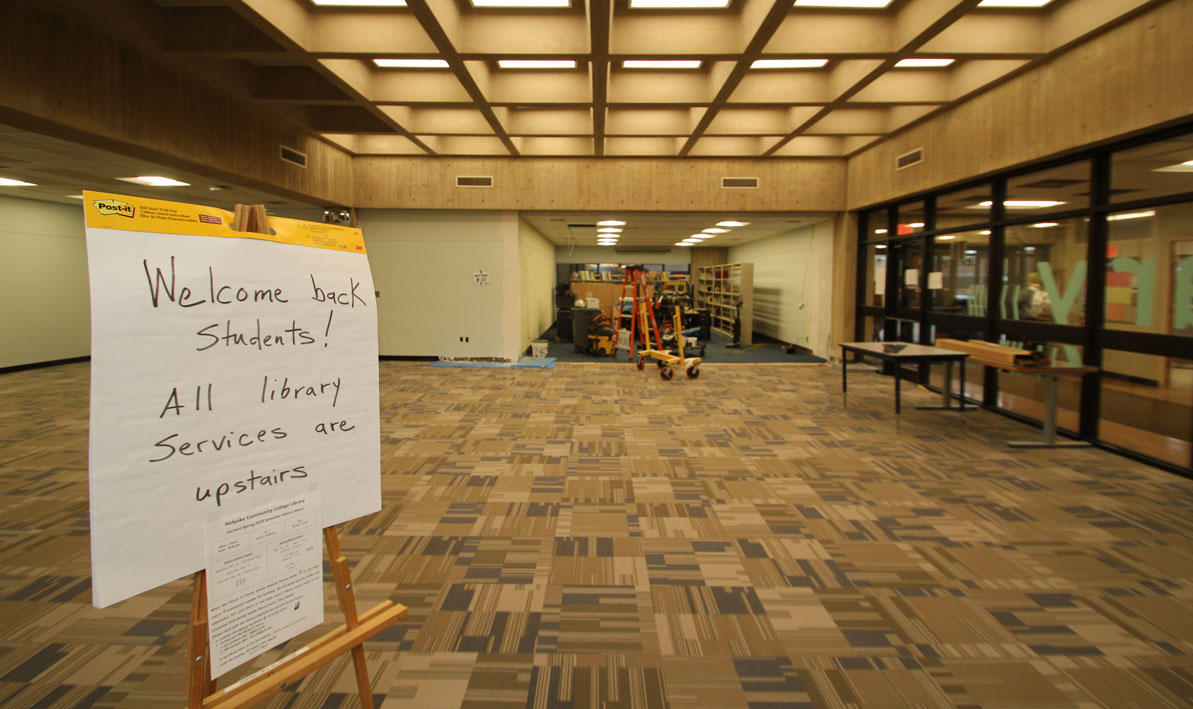 The HCC Library lobby stayed open during the renovations. 