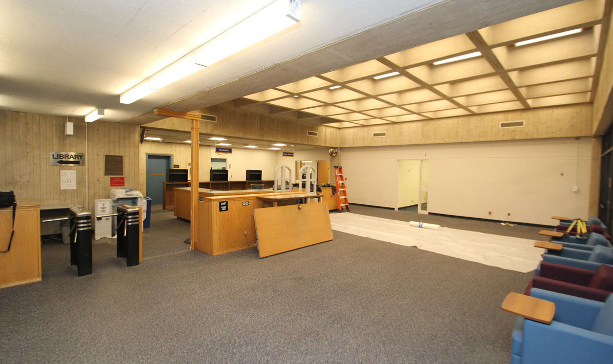 The HCC Library lobby at the beginning of renovations