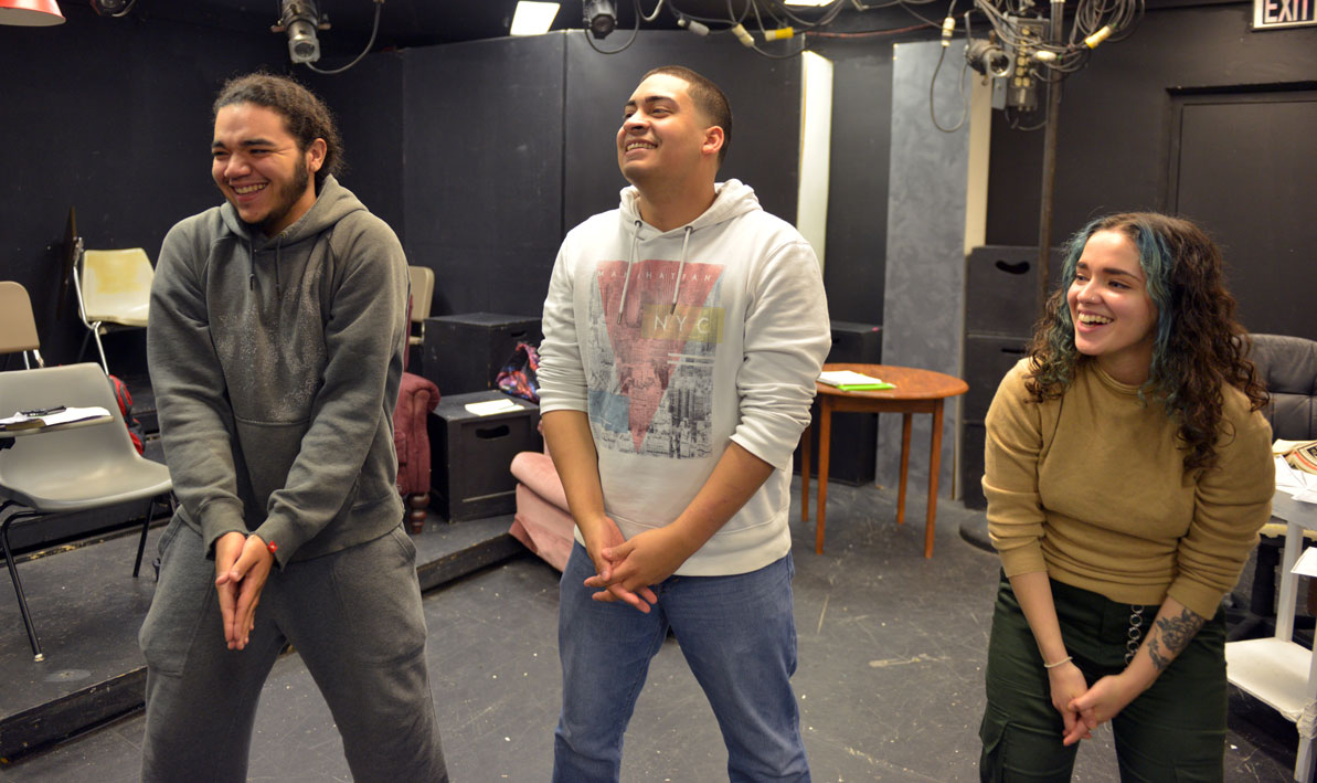 Students participate in an acting exercise in their Latinx Studies class
