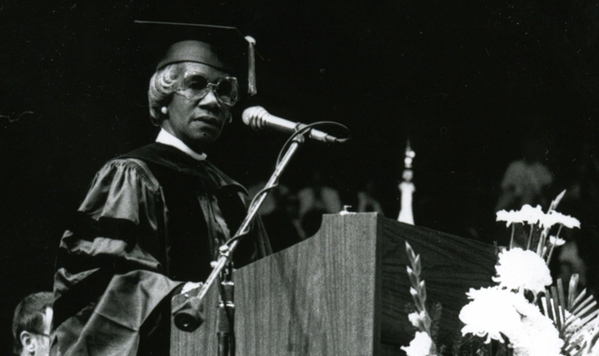 Shirley Chisholm speaks at HCC Commencement