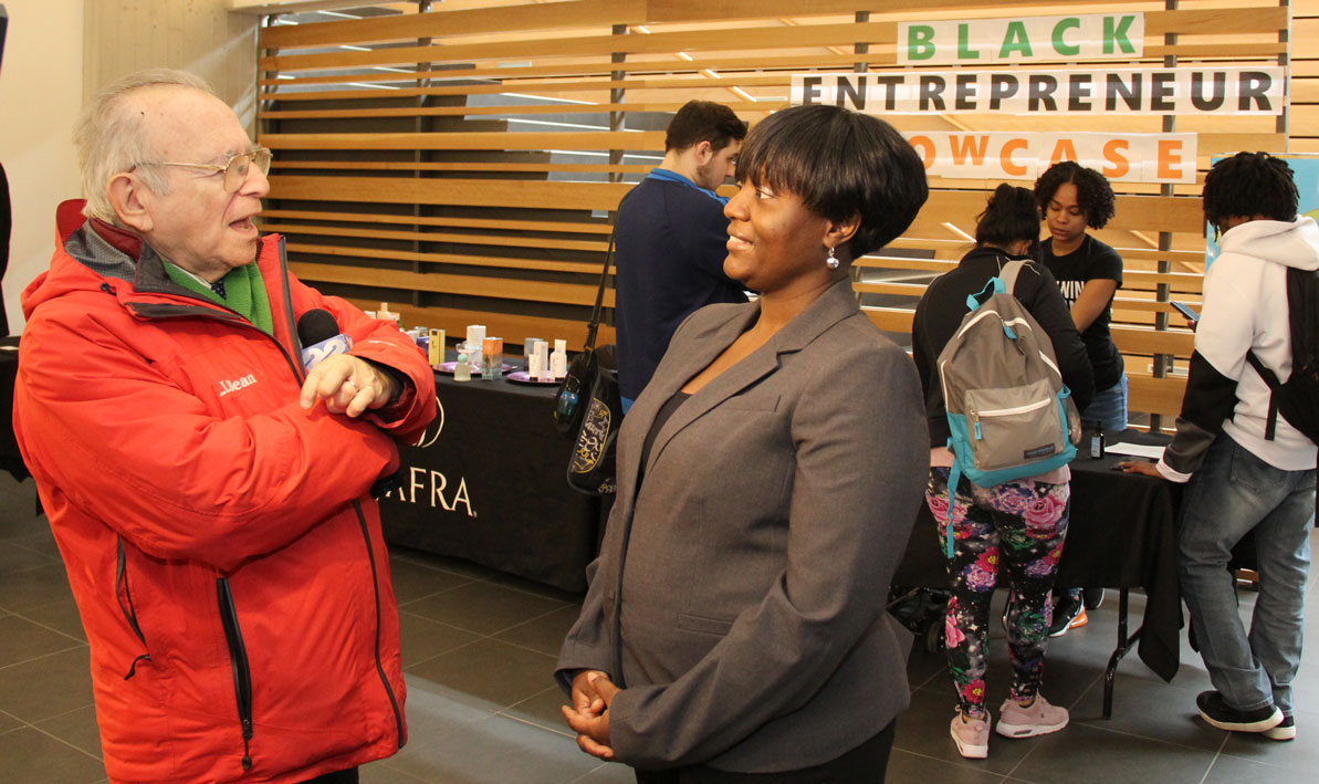 Sy Becker inteviews Tracye Whitfield during a Black History Month event at HCC in February 2020. 