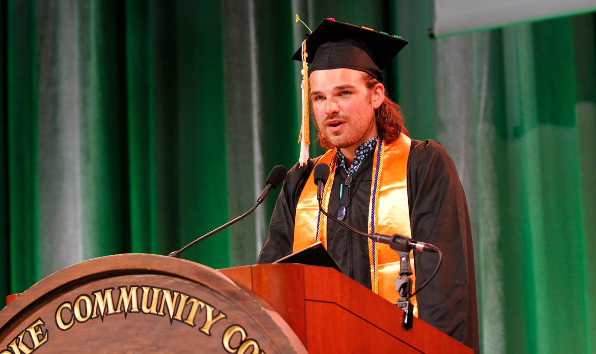 Henry Zucco '23 delivers the student address at Commencement 2023