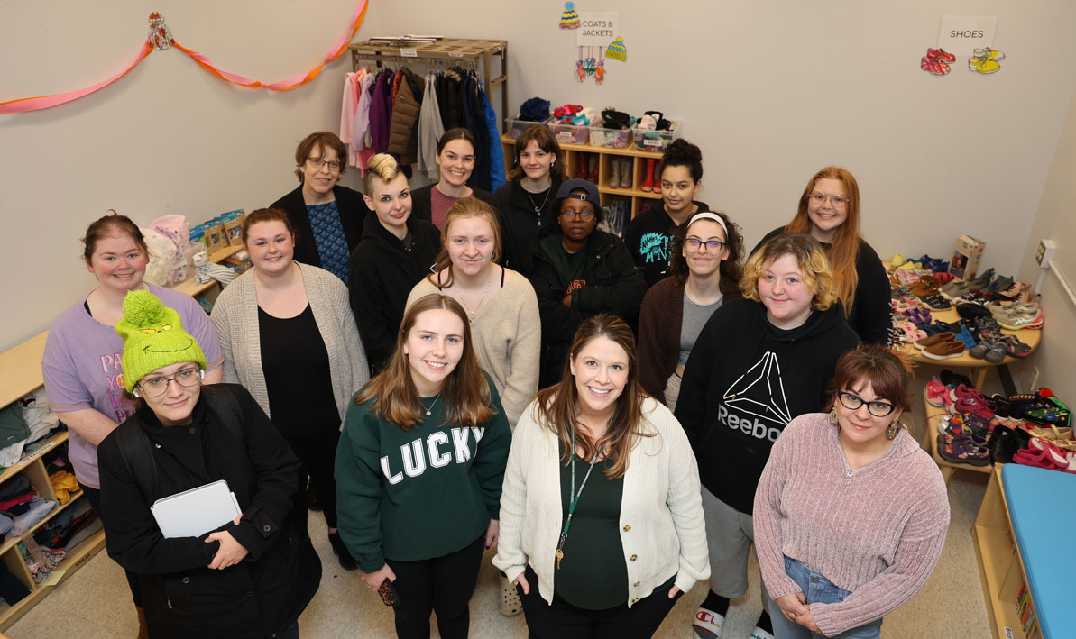 Prof. Sheryl Civjan and her students in the new Itsy Bitsy Closet