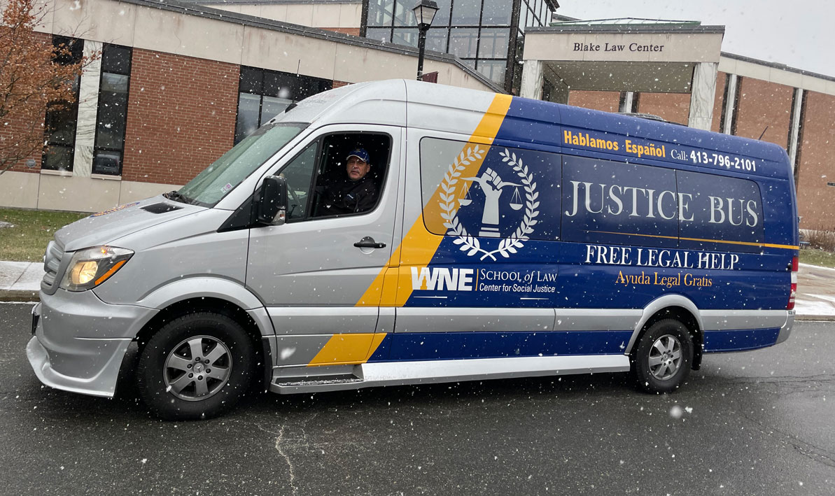 Justice Bus from WNE School of Law Center for Social Justice