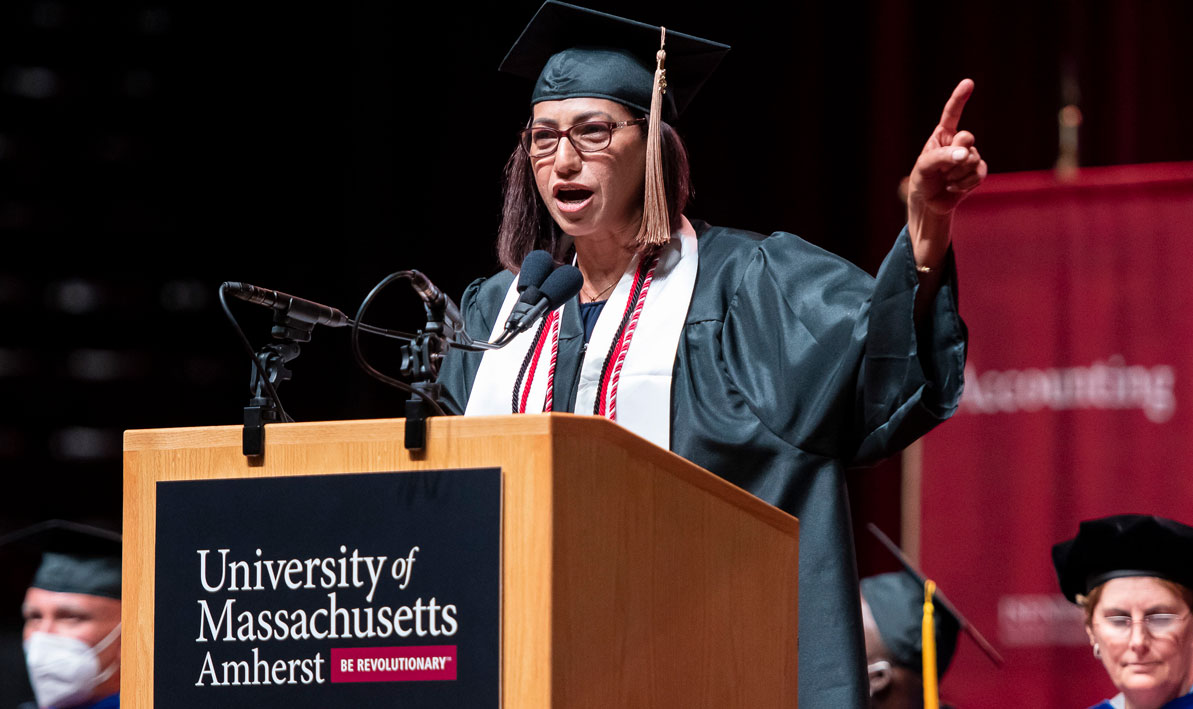 Liuginsa Rosa '20 at UMass Commencement in 2022