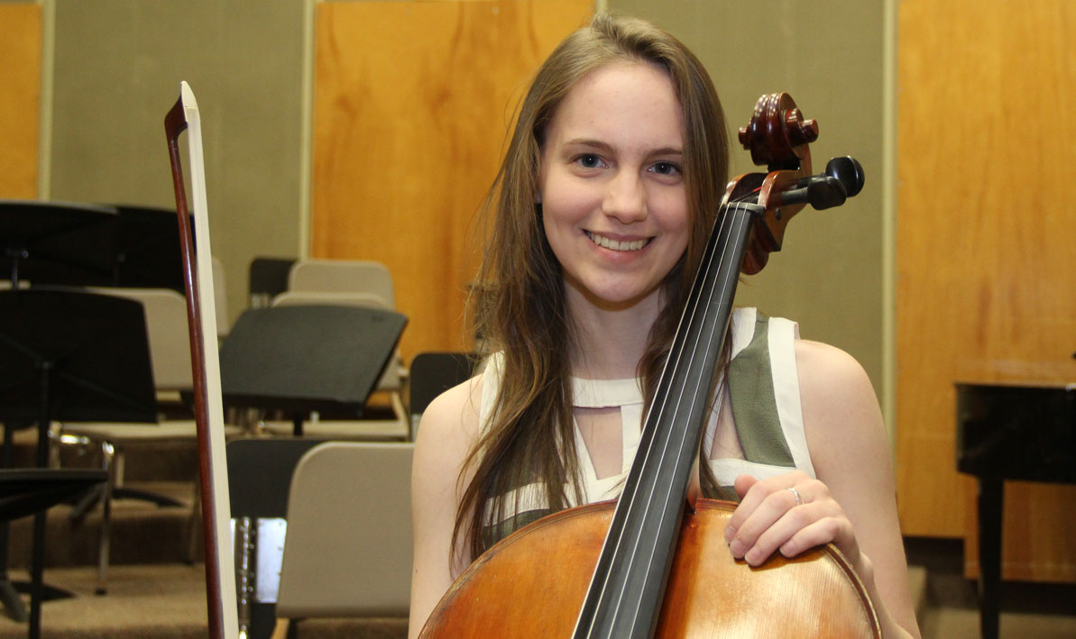 Isabella Moser, with her cello