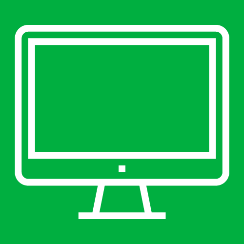 White line drawing on green background of computer monitor