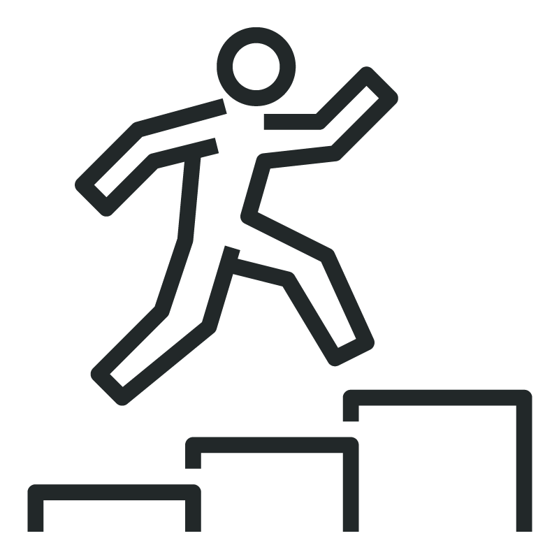 Graphic of person leaping from block to block