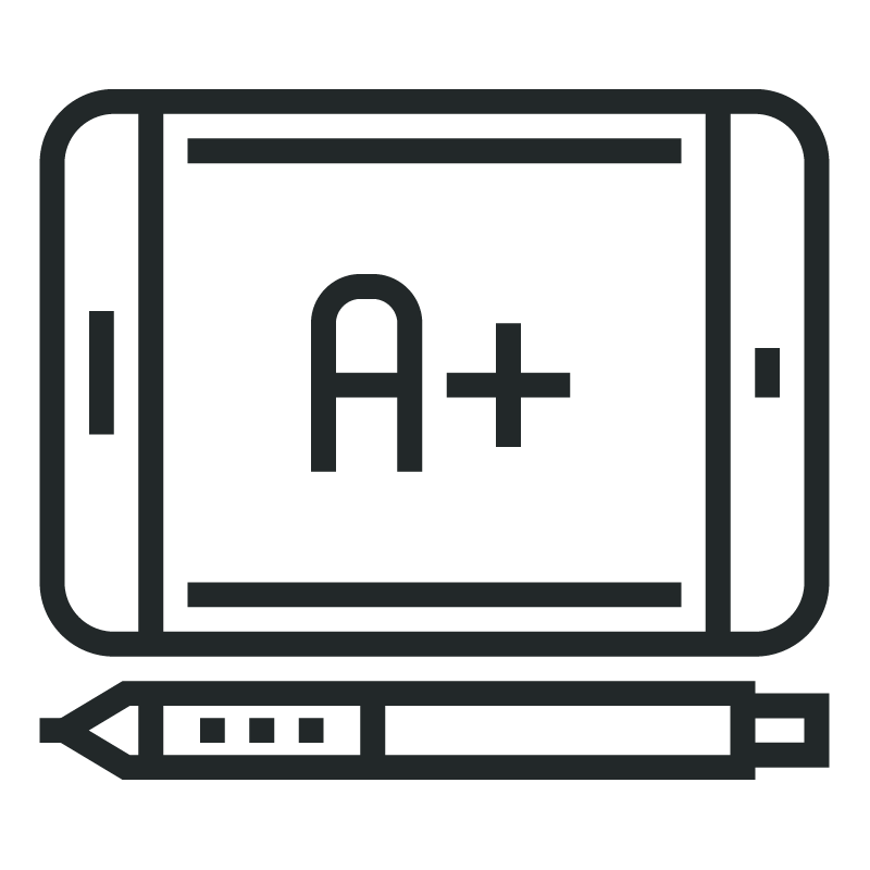 Graphic of tablet with pencil