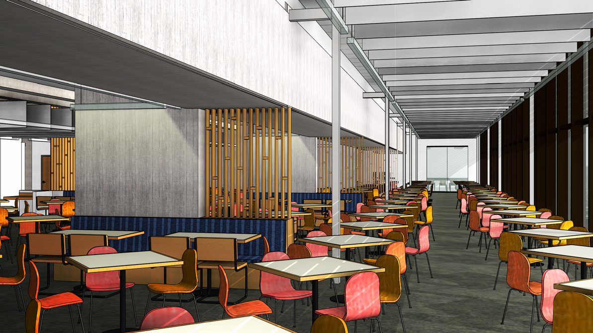 An architect's rendering of the expanded dining area