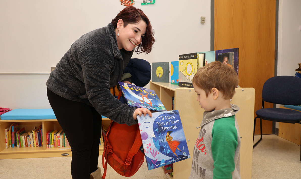 HCC nursing student Maddy Gray and her son Orion visit the Itsy Bitsy Closet.