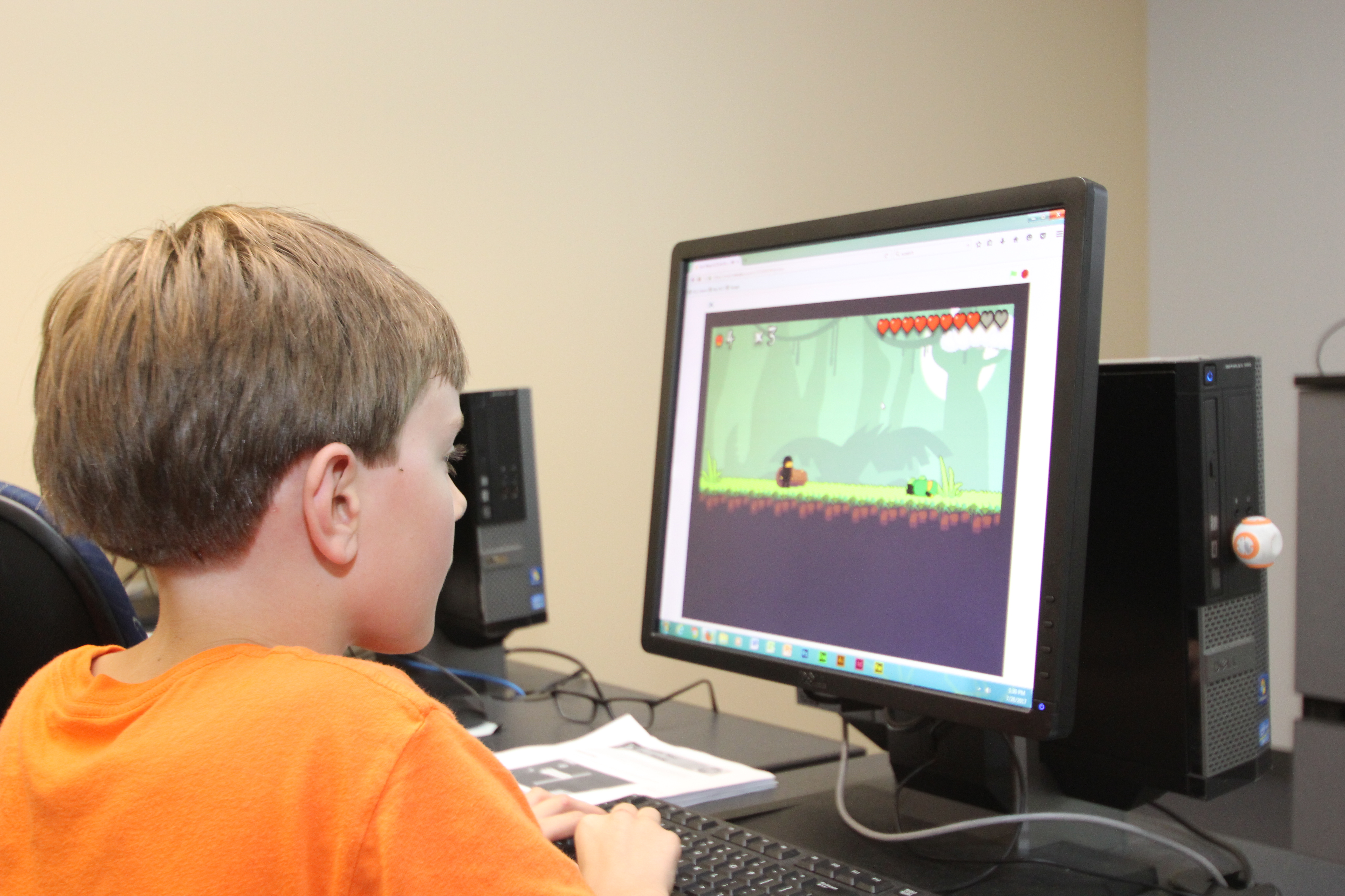 A student uses a computer