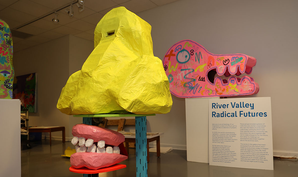 Taber art gallery photo of creature mask by artist Sunny Allis.