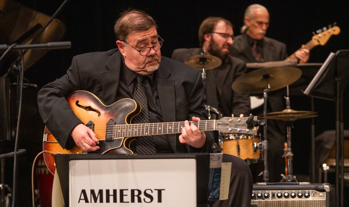 Jazz teacher Bob Ferrier plays guitar at the annual HCC Jazz Festival