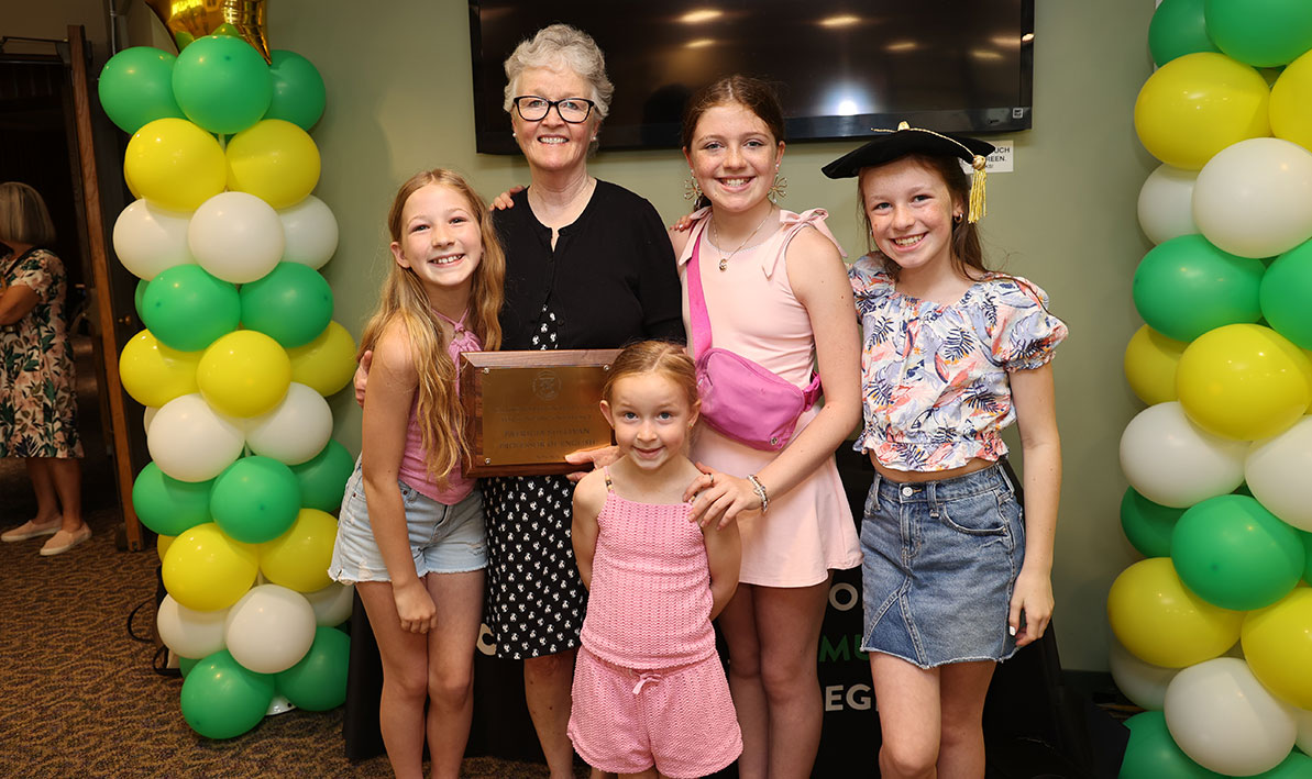 HCC English Professor Patricia Sullivan and her grand-daughters