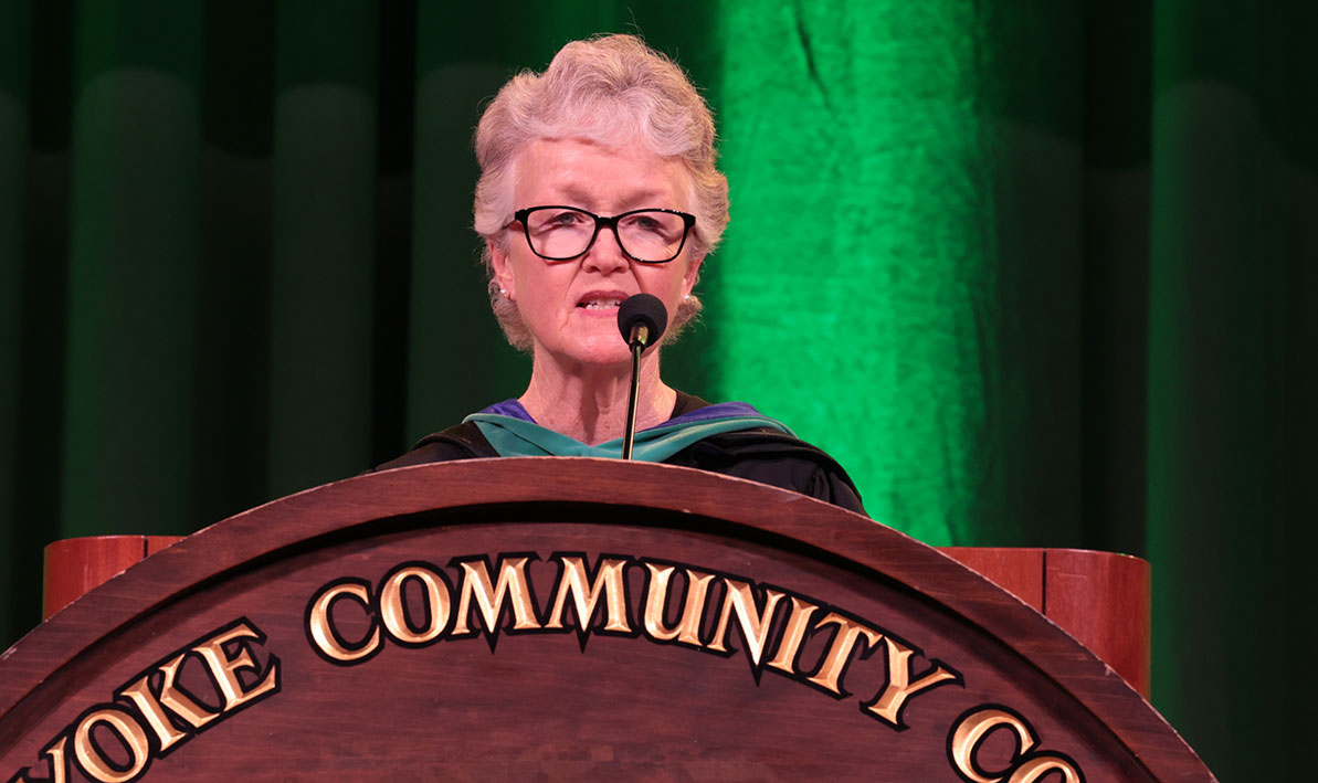 Marieb Award recipient Patricia Sullivan gives the keynote speech at Commencement